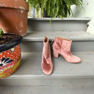 Pink velvet Steve Madden “Cynthia" Booties with Back Zippers